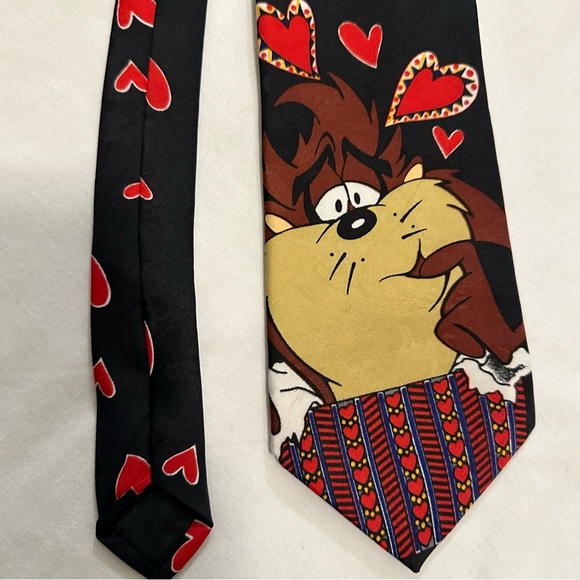 Looney Tunes Mania TAZ 1995 Vintage Necktie Tasmanian Devil Valentines Day Bugs - Picture 3 of 10